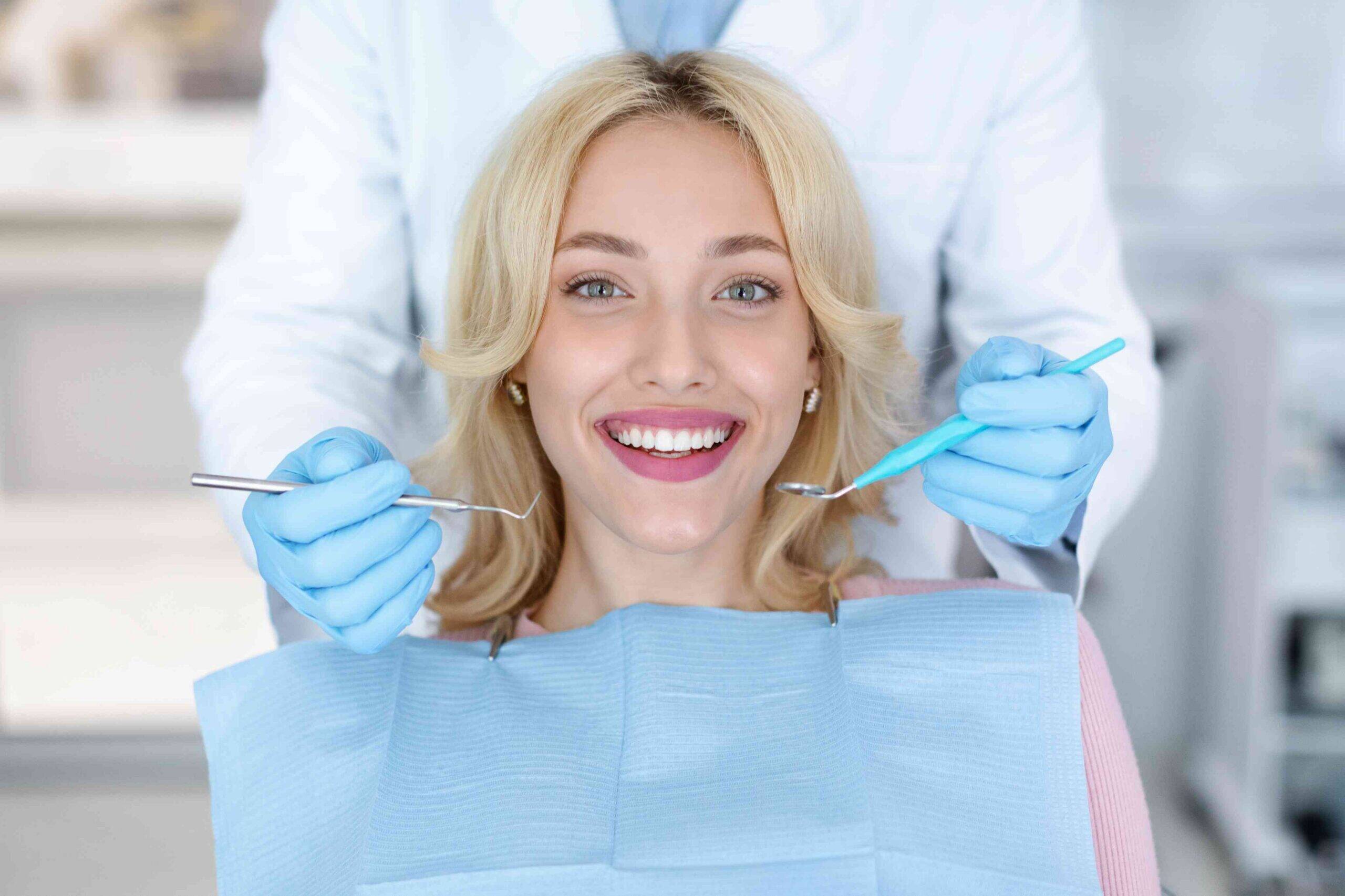 Smiling patient during dental examination